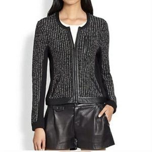 Rag and Bone Sweater Jacket w/Leather Trim